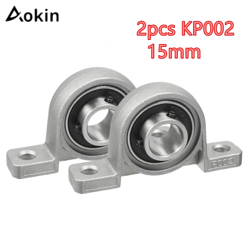 Aokin 2pcs KP002 15mm Bore Zinc Alloy Inner Ball Mounted Pillow Block Insert Bearing Steel zinc alloy bearing shaft pillow block housing diameter 8 20mm bore mounted support kfl08 kfl000 kfl001 kfl002 kfl003 kfl004 kp08