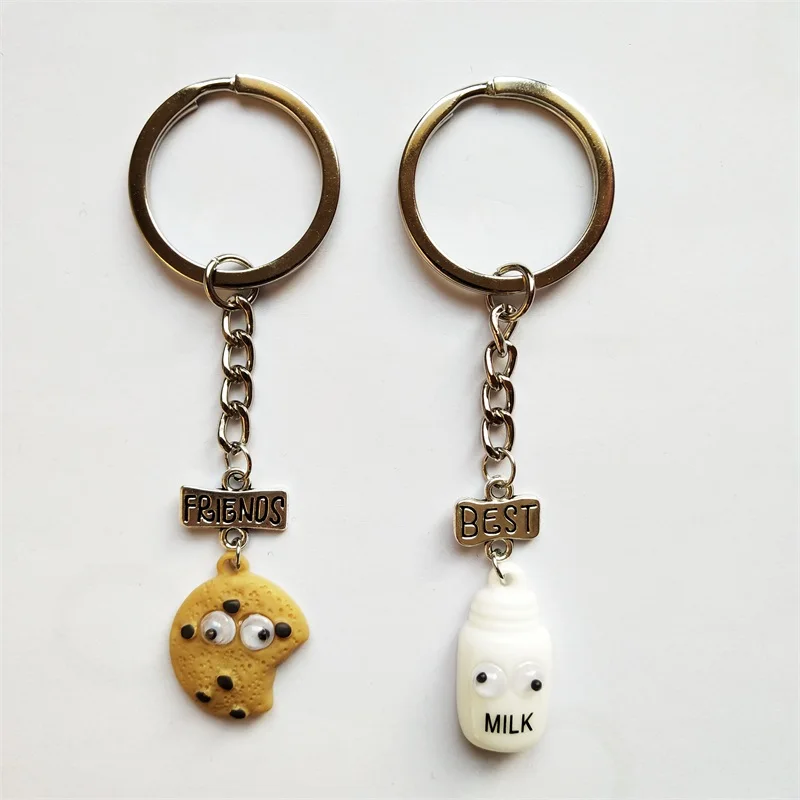 2 шт./компл. Key Chain модные милые выпечка бисквитов кружка для молока лучший брелок лучшему другу автомобильный брелок для ключей День рождения подарок