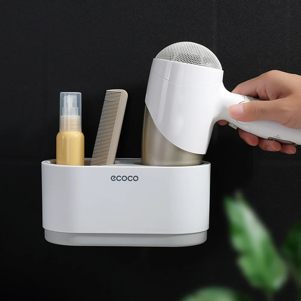 Ecoco настенный фен подставка держатель для волос вентилятор подвесной стеллаж для ванной комнаты органайзер с 1 кабельным крюком для дома отеля