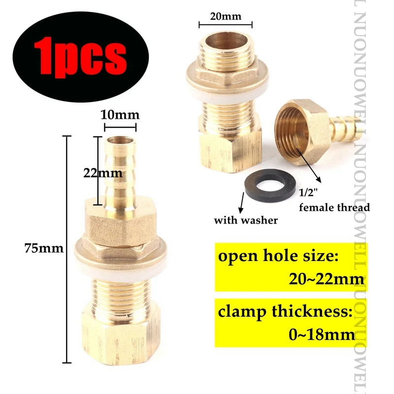 1pcs 1/2" Thread Fish Tank Adapter And Pagoda Connector Swivel Fitting Water Tank Copper Adapter Irrigation Water Hose Connector 