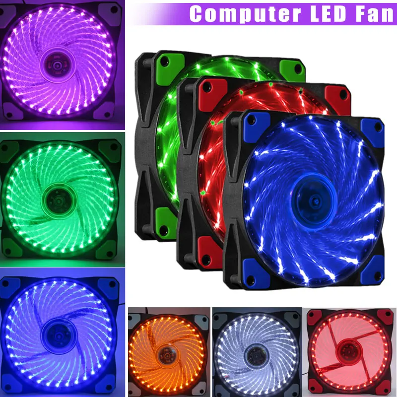 12cm Ultra Silent Case Fan Light Up 15 LEDs CPU Cooler Cooling for PC Computer FL | Компьютеры и офис