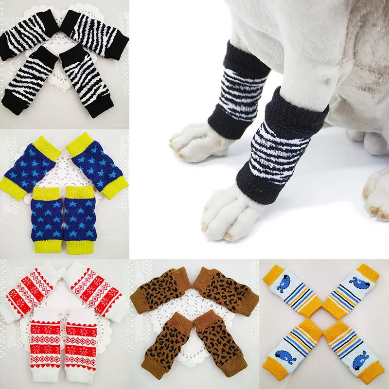 

Pet Foot Cover Anti-scratch Anti-dirty Teddy Small and Medium-sized Dog Leggings Knitted Warm Joint Protection Pet Supplies