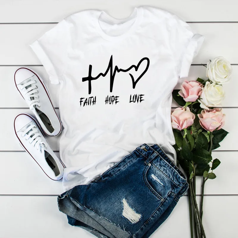 Camiseta de manga corta con estampado de latido de corazón de leopardo para mujer, ropa estampada Harajuku, Top de mujer, verano, novedad