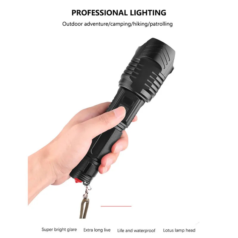XHP90 LED Torch Flashlight Light Rechargeable 18650 Lamp Ultra Bright LCD Design 22x6x3.5CM Lanterna 40NOV2519