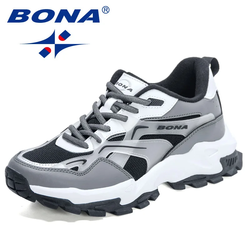

BONA 2022 New Designers Sport Shoes Man Breathable Walking Mesh Lace up Light Flats Sneaker Men Running Jogging Shoes Mansculino