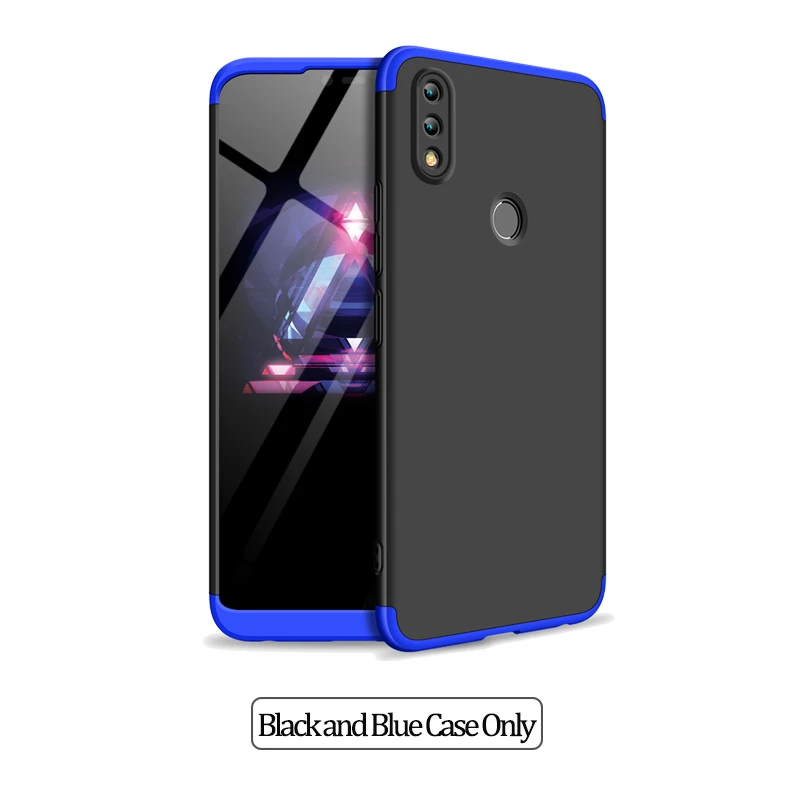 Black Blue Case Only 3-in-1 Armor Case For Honor-8X Hard Plastic Anti-Shock Bumper Case Honor 9 X 9XPro 360 Full Cover honor 8 x honor9x Case+ Glass - Цвет: Black Blue Case Only
