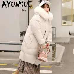 AYUNSUE/Женская куртка больших размеров, пуховик на белом утином пуху, зимний пуховик, Женская куртка, куртка-пуховик в Корейском стиле, Casaco 805