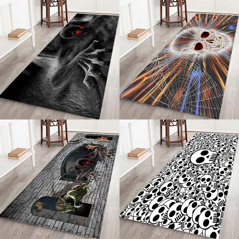 

Halloween, skeletons, ghosts, spooks, flannel, home mat, bathroom mat, kitchen mat, bedside mat.