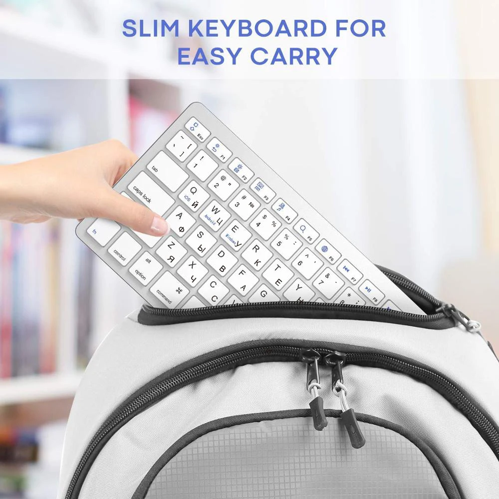 Russo Combo de Teclado Bluetooth e Mouse Ratos Ultra Fino sem Fio Mudo para Mac Ipad Iphone Ios Android Windows Smart tv - Imagem 2