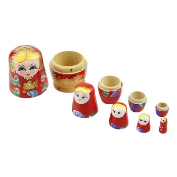 

Set Of 5 Pcs Dolls Wooden Russian Nesting Babushka Matryoshka Hand Painted Gift