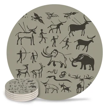 

Elephant Character Animal Placemat Ceramic Drink Coasters Table Decoration Absorbent Moisture