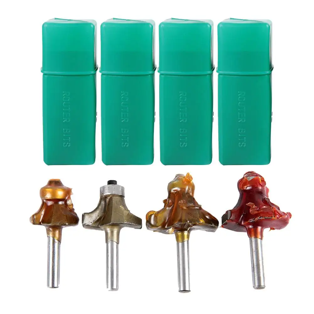 

4Pcs Alloy Shank Round Edging Router Bit Edge Trimming Machine Accessories Woodworking Milling Cutter Machine Tool Set Tool