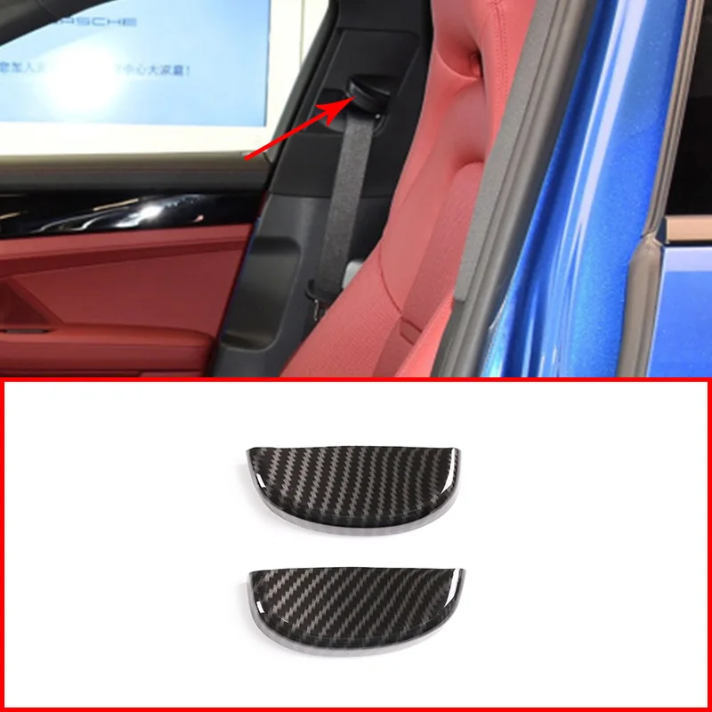 

For Porsche Panamera 2014-2020 ABS Carbon Fiber Chrome B-pillar Seat Belt Decorative Cover Trim Car Accessories