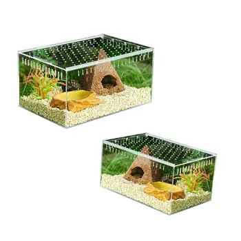 

Transparent Reptile Breeding Box 360 Degrees Completely Transparent Safe Acrylic Sliding Cover Type Feeding Box For Pets