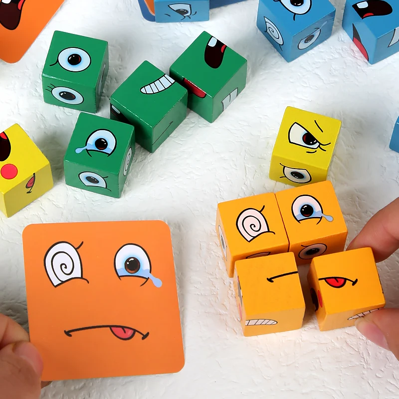 Kids Educational Toys Emotion Change Blocks Expressions Puzzles Children  Cube Games Early Learning Montessori Geometry Face 4