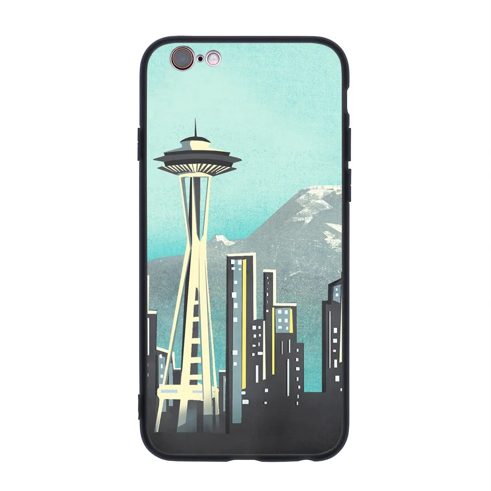 For iPhone Seattle Space Needle Soft TPU Border Apple iPhone Case iphone 6 case