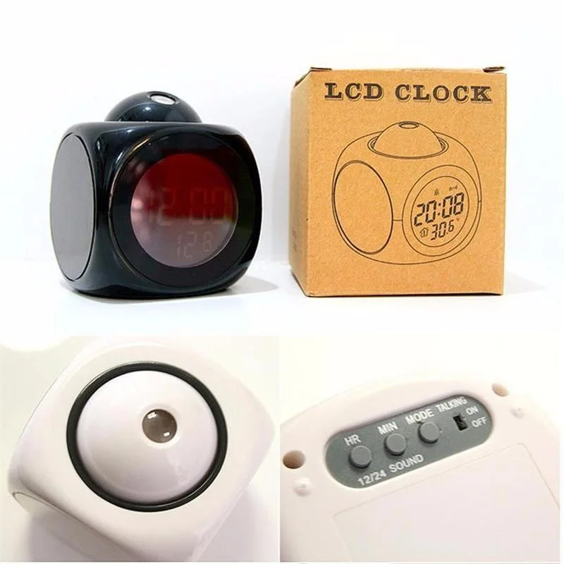 Мини lcd проекционный будильник с функцией голосовой температуры подсветкой