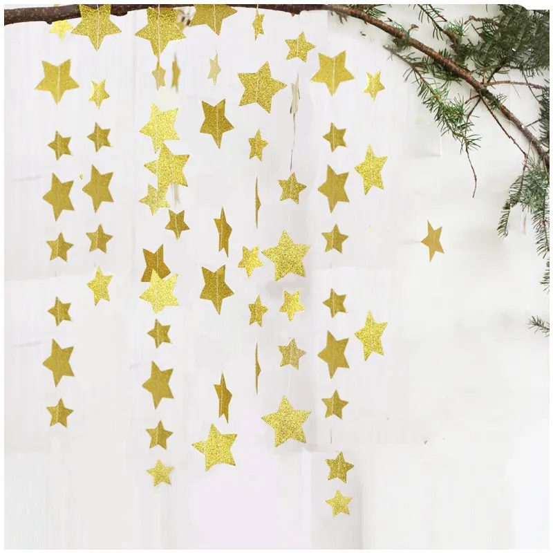 

4M Colorful Paper Garland Star Shape String Banners Hanging Paper Bunting Birthday Wedding Party Home DIY Decoration
