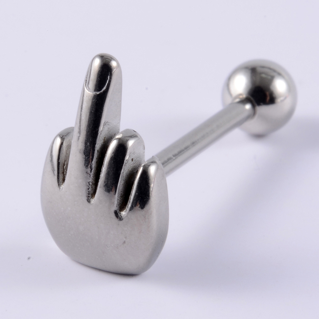 Surgical Steel Tongue Rings Punk Rock Style Hypoallergenic Piercing Tongue Nails Tongue Barbells Piercing Body Jewelry 14g