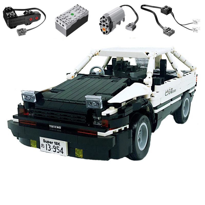 

legoinglys Technic Creator Moc Rc Car Initial D Toyota Ae86 Cartoon Motor Power Function Building Blocks Bricks Diy Kits Toys