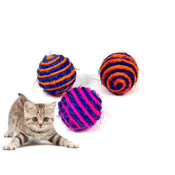 

2 PCS RandomColor Cat Play Chewing Toy Straw Cat Pet Rope Weave Ball Teaser Ball Cats Products For Pets hot sale