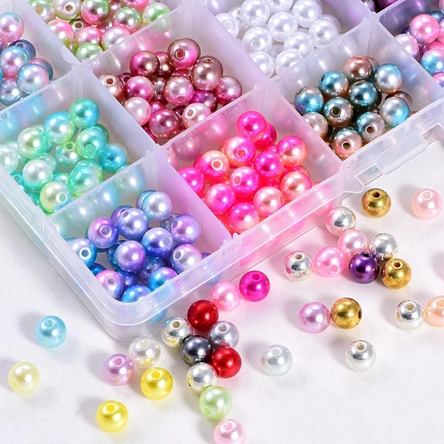 Lote de 1500 unids/caja de perlas redondas de colores mezclados, abalorios  de perlas para manualidades