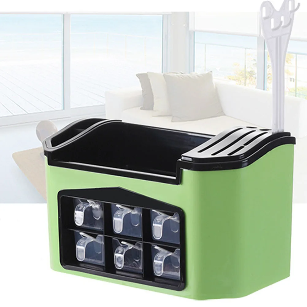 

Practical Draining Design Kitchen Hook Multifunction With Spice Box Seasoning Rack Detachable ABS Sauce Cutlery Holder Standing