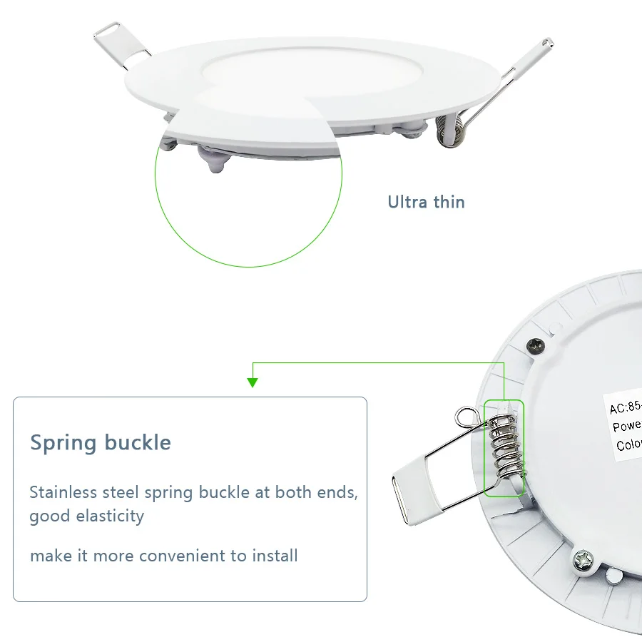 20pcslot Ultra Thin Led Panel Downlight 3w 4w 6w 9w 12w 15w 18w Round Ceiling Recessed Spot Light AC85-265V Painel lamp CE UL (7)