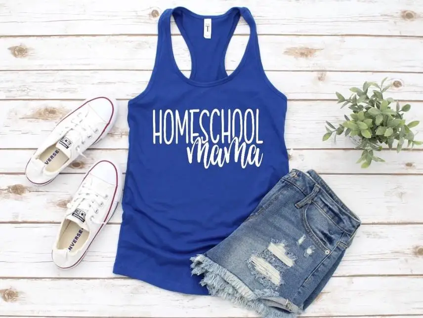 HOMESCHOOL I Love MAMA майка модные мягкие милые носочки, футболка с надписью или Графический Топ с принтом Домашняя одежда на бретелях - Цвет: dark blue-white text