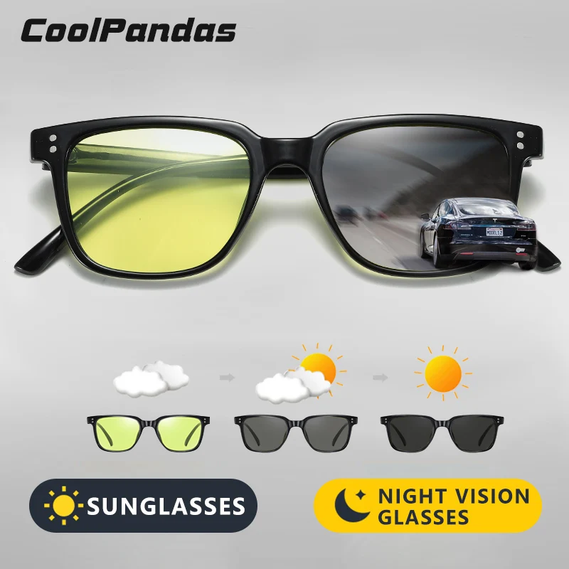 CoolPandas брендовые Квадратные Солнцезащитные очки Мужские поляризационные для