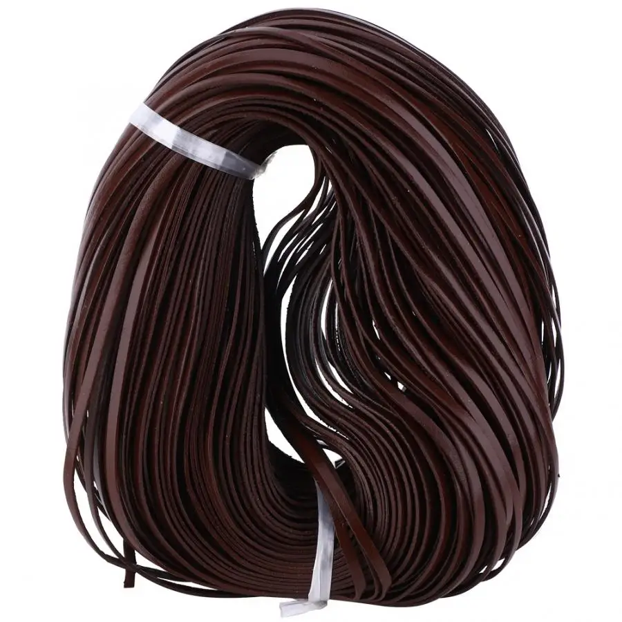 Manual DIY Flat Leather Cord 100m Long Braided First Layer Leather Crafted Cord