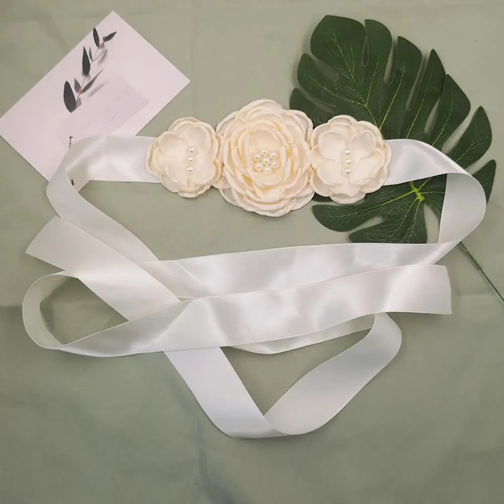 Flower Maternity Belt Women Ribbon Sash Elegant Flowergirl Bridal Waistband Photo Props Pregnancy Accessories Dress Sashes