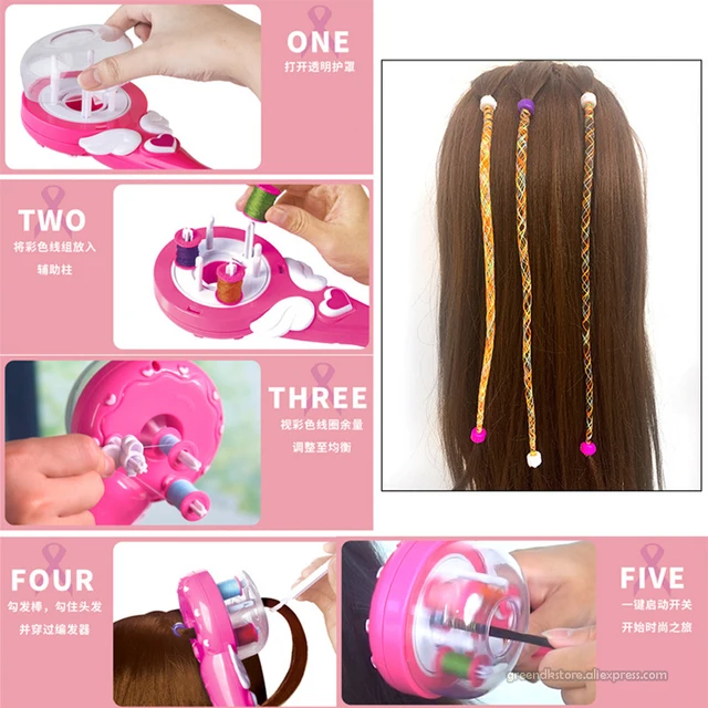 Girls Electric Automatic Hair Braid DIY Stylish Braiding Hairstyle Tool Twist Braider Machine Weave Roller Pretend Kids Toys 2