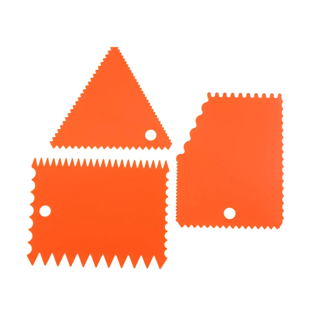 Smoother Cutter Cutter Cooking Tools DIY Cake Tools Scraper 3pcs Tool Side Side Side Butter Beauty Cream Baking Icing Gifts - Цвет: Orange