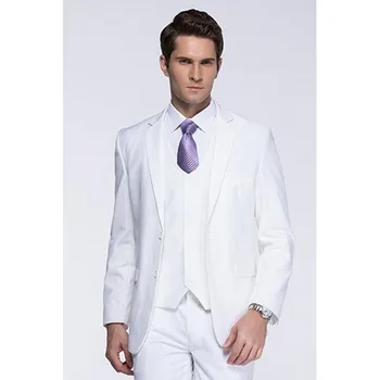 

New Groomsmen Shawl Lapel Groom mens suit Tuxedos White Men Suits Wedding Best Slim Fit Man Blazer (Jacket+Pants+Vest)