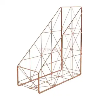 

Simple desktop storage rack metal wrought iron file shelf bookshelf information shelf collection shelf file box bookend book sta