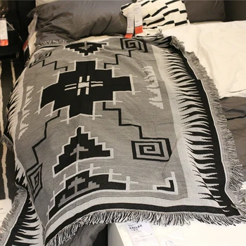 

Nordic ins style single sofa blanket knitting bed tail blanket student class nap small cover blanket wall tapestry decoration