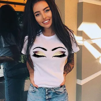 

Eyelash Rose Print Art Shirt Women's Princess Makeup Chart Shirt Personality Hipster Women's Tumor Art T-shirt Streetwear