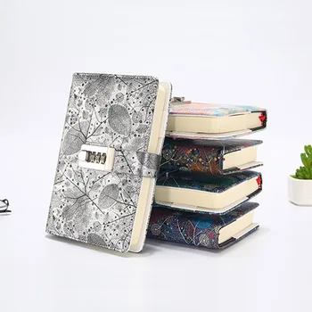 

New A5 Leather Diary Notebook with Lock code 140 sheets paper notepad note book Office school supplies Gift