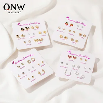 

One Week Ear Stud Korean-style Hot Selling Versatile Set Ear Stud Simple Sweet 7 Conducted Week Combination Commuting Ear Stud