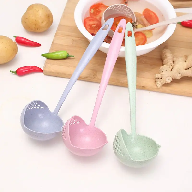 

2 In 1 Soup Spoon Long Handle Soup Spoon Colander Porridge Spoons With Filter Dinnerware Tools