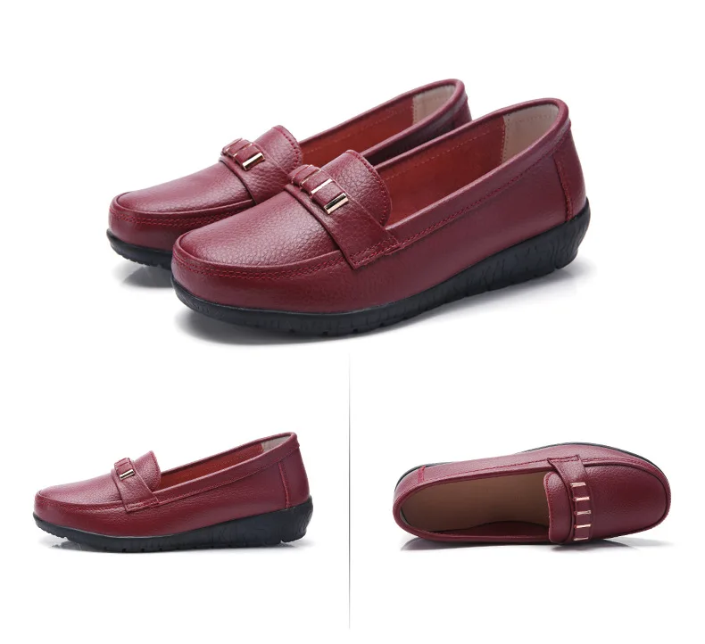 Women shoes genuine leather loafers non-slip solid color casual shoes ladies 2022 new fashion flats woman shoes zapatos de mujer