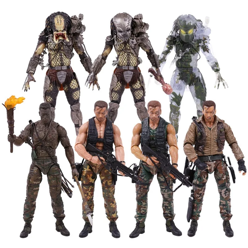 NECA PREDATOR 30th anniversary Jungle Patrol encoming excussion Маскировка голландский Охотник за джунглями Unmasked Demon фигурка 18 см