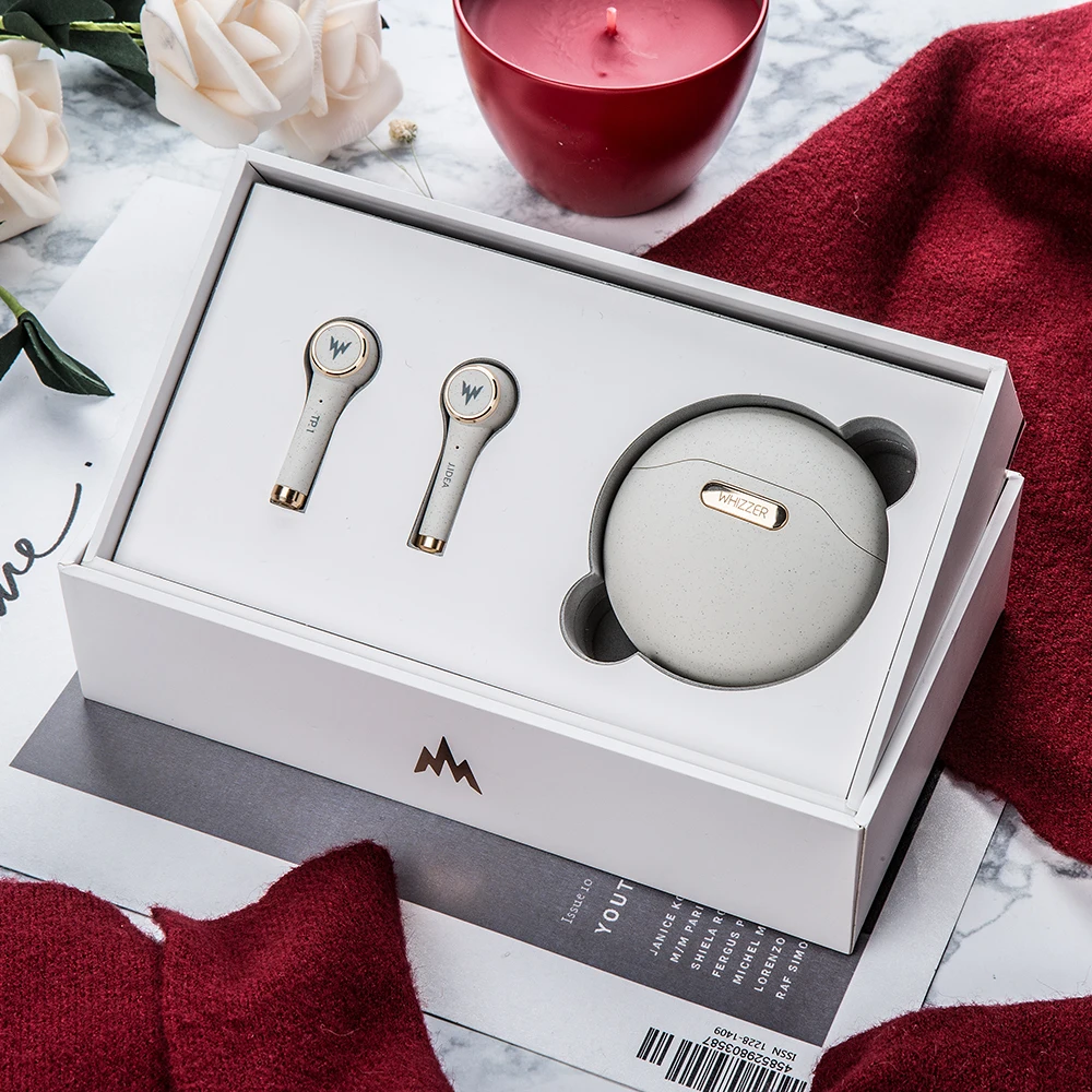 WHIZZER TP1S TWS наушники беспроводные наушники bluetooth CVC 8,0 сенсорное управление голосовой помощник - Цвет: TP1S White