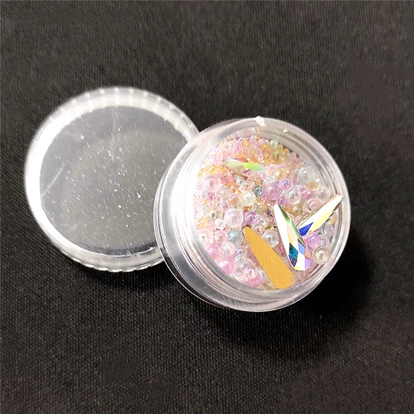 1 коробка яркие цвета бусины для ногтей стеклянные кристаллы блестки 3d Nailart