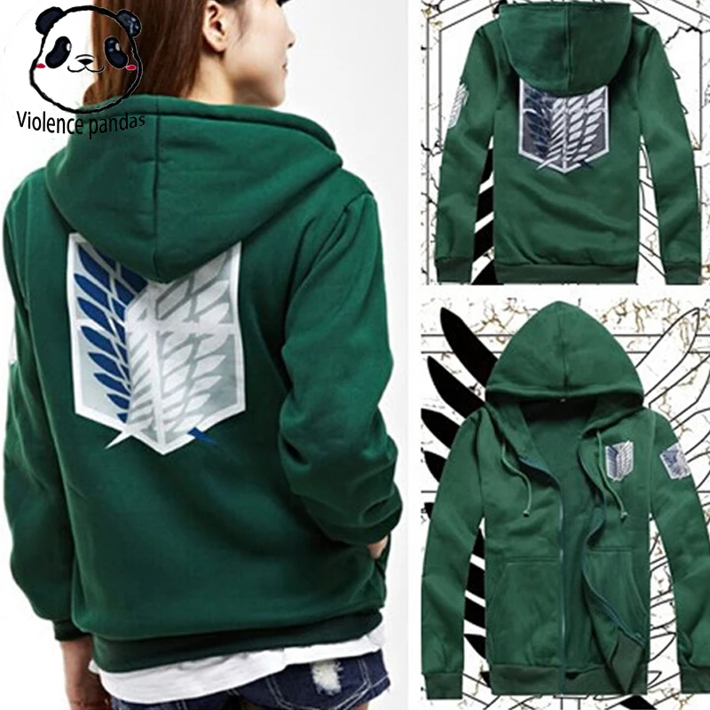 Koop 4 Kleuren Anime Aanval Op Titan Unisex Cosplay Kostuum Groen Zwarte Hoodie Scouting Legioen Capuchon