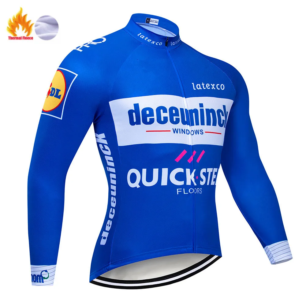 Pro Team QUICK STEP Велоспорт Джерси 9D нагрудник набор Бельгийская велосипедная одежда мужская зимняя теплая флисовая велосипедная Одежда для велоспорта - Цвет: Winter Jersey