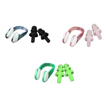 

Soft Silicone Swimming Ear Plugs Nose Clip Comfortable Waterproof Protector Adjustable Comfortable Unisex Swim Accessory