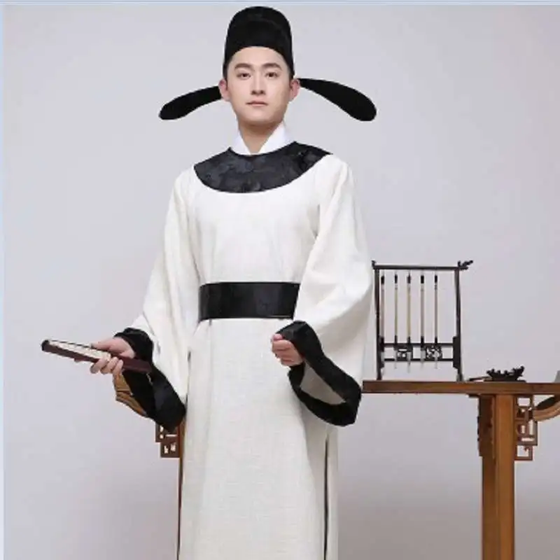 

Men Scholar Hanfu Costumes Traditional Chinese Tang Suit Adult Kids Poet Li Bai Cosplay Robe Yukata Chinese Male Dress Hanfu