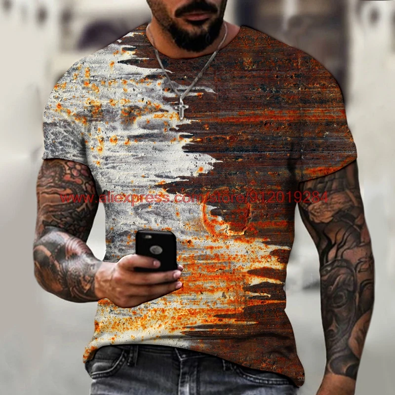 Mens T-Shirt Oversized Vintage Short Sleeve Summer New Tshirts Fashion Harajuku Ethnic Letters Print T Shirts Men Street T-Shirt